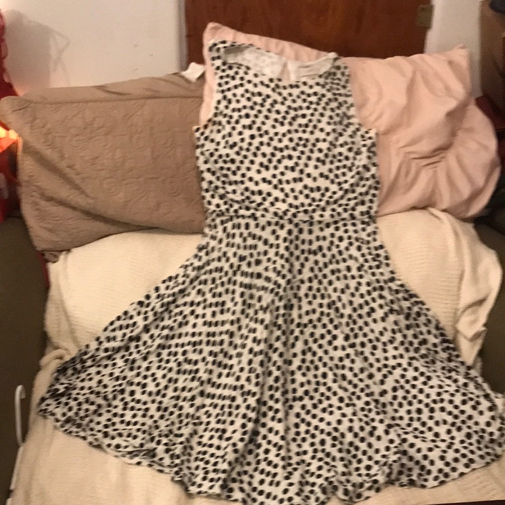 Loft polka dot dress.White dress with black polka dots.Size is medium.